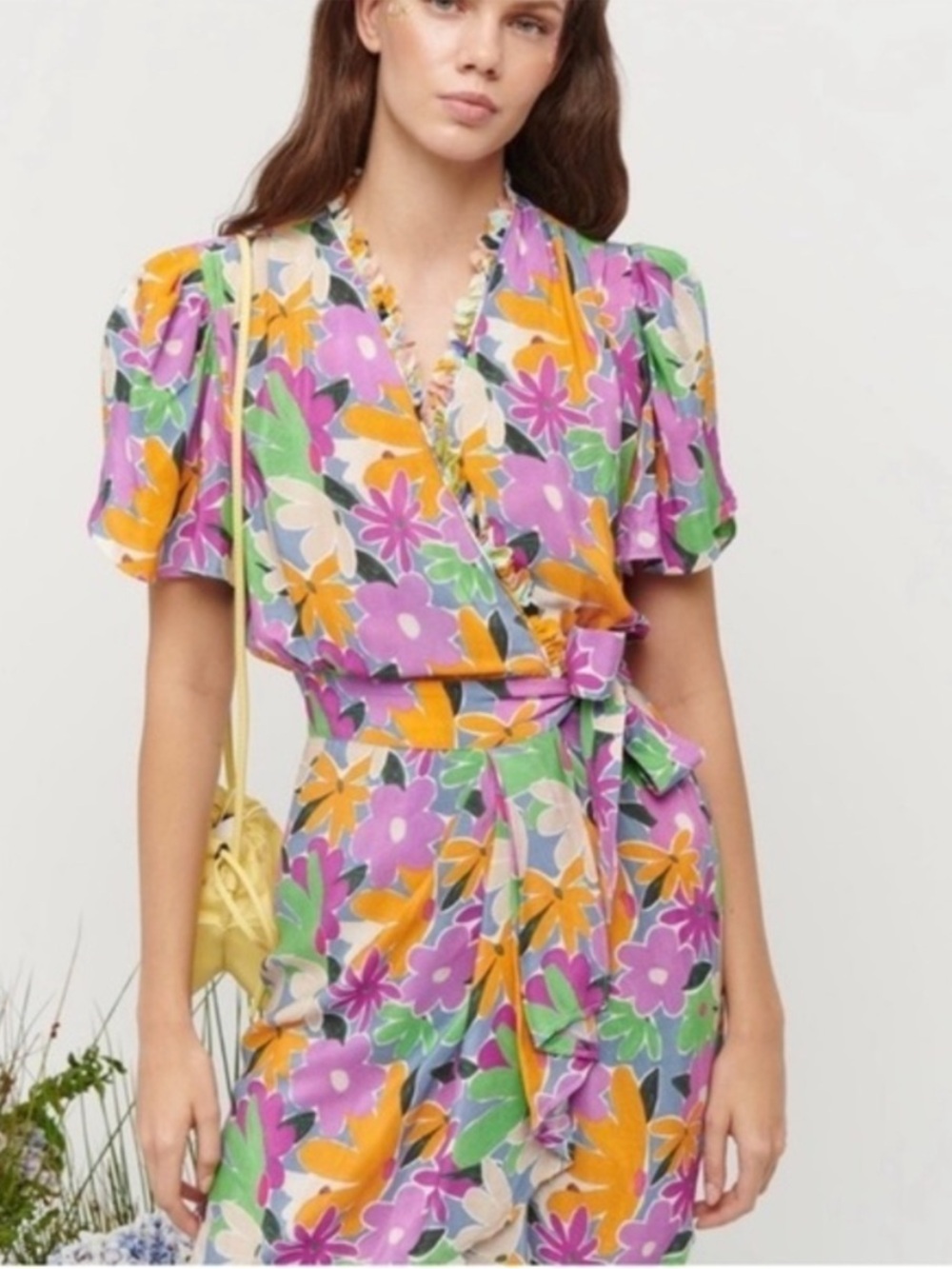 CeliaB Dress Lisa Mini Wrap in Purple Floral